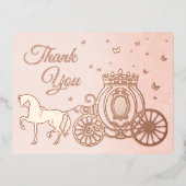 Foto Princess Carriage Rose Gold Foil Vielen Dank Folie Einladungspostkarte (Vorderseite)