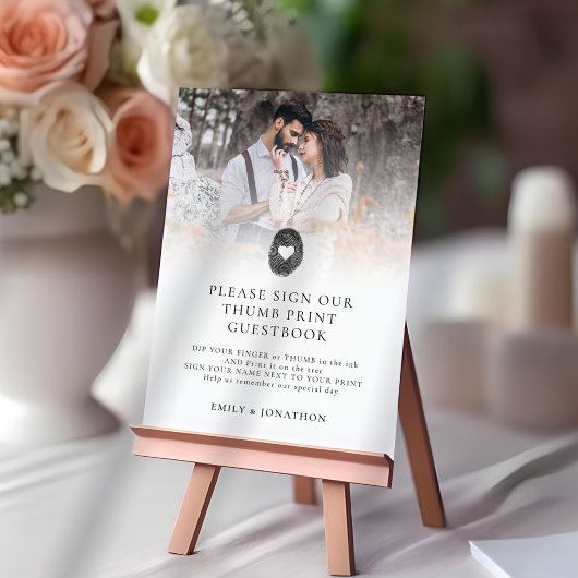 Foto Printable Thumbprint Gästebuchkarte Einladung