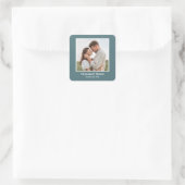 Foto Probe Abendessen Aquamarin Quadratischer Aufkleber (Tasche)