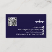 Foto Professional QR-Code Pilot Blau Luftfahrt Visitenkarte (Rückseite)