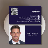 Foto-Profi-QR-Code-Pilot Blau Luftfahrt  Visitenkarte