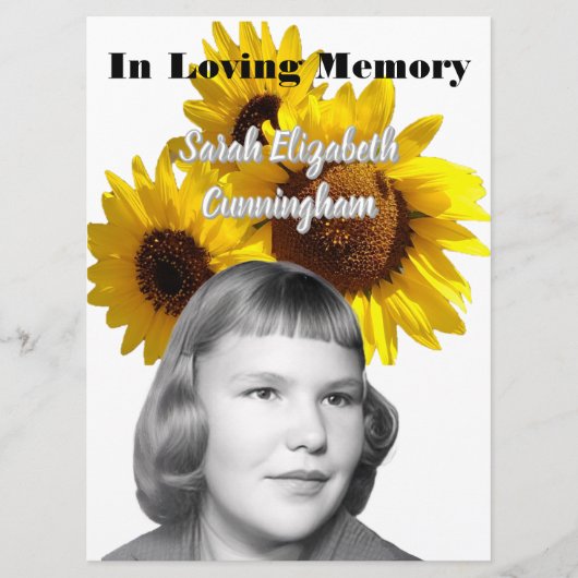 Foto-Programm für Sonnenblumen-Gedenkdienst Programm (Vorderseite)