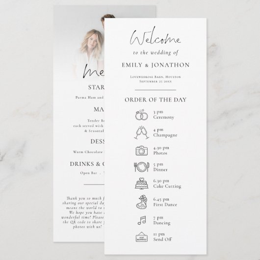 Foto-Programm-Icon mit Menü Hochzeit Menükarte (Vorne/Hinten)