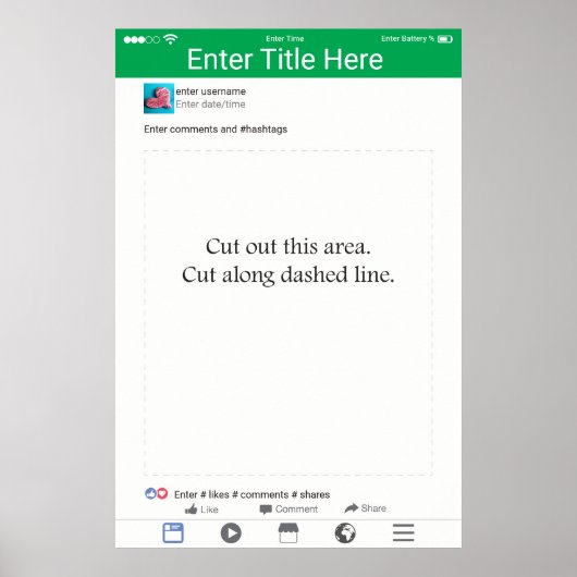 Foto-Prop-Rahmen Grünes Social Media-Design Poster (Vorne)
