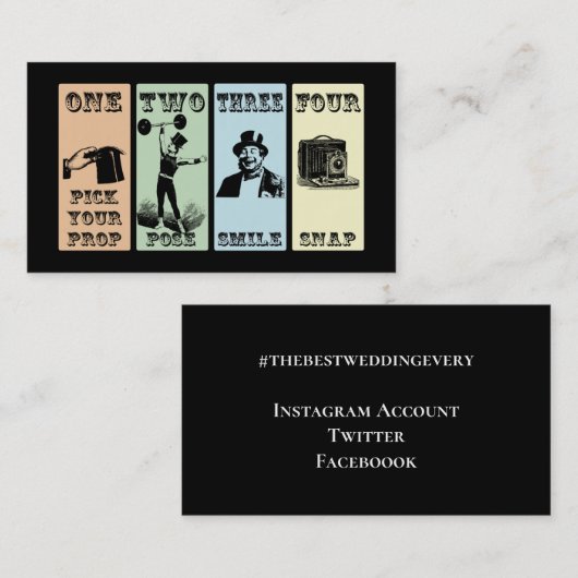 Foto Prop Signieren Vintages Party Visitenkarte (Vorne/Hinten)
