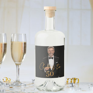 Foto Prost Geburtstagsfeier Gold Alkoholflaschenetikett