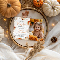 Foto Pumpkin Erster Geburtstag Einladung