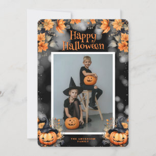 Foto Pumpkins florale Halloween Card Feiertagskarte