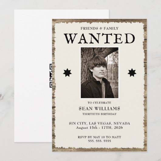 Foto & QR-Code 30. Geburtstag Einladung (Vorne/Hinten)