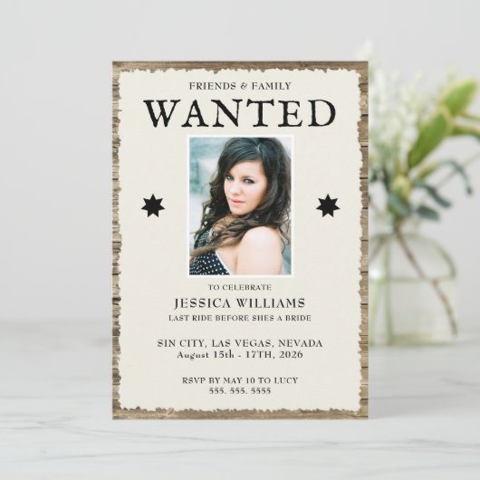 Foto & QR-Code Bachelorette Einladung (Stehend Vorderseite)