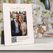 Foto QR Code Beige Hochzeit Fotoplatte