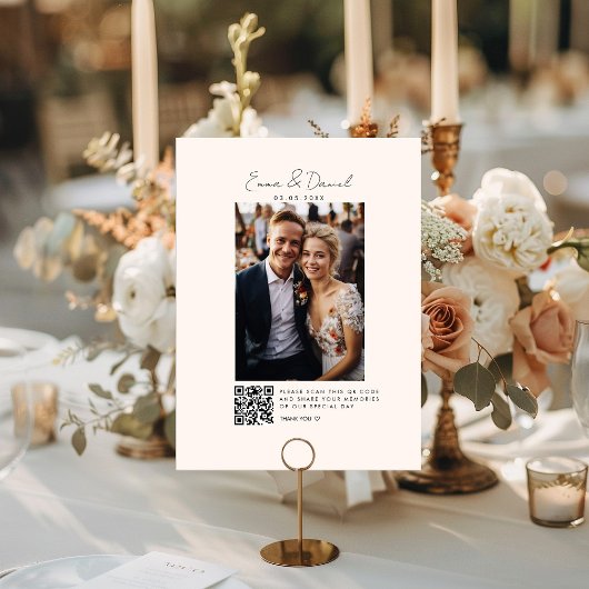 Foto QR Code Beige Wedding Galery Card