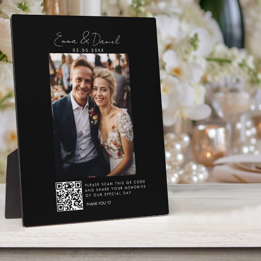 Foto QR Code Black Wedding Fotoplatte
