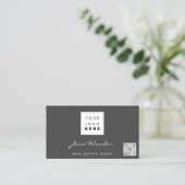 Foto QR Code Blogger Rose Grau für Social Media-Lo Visitenkarte (Stehend Vorderseite)