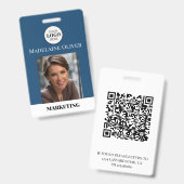 Foto QR Code Blue Logo Abzeichen für Mitarbeiter-I Ausweis (Vorder- & Rückseite)