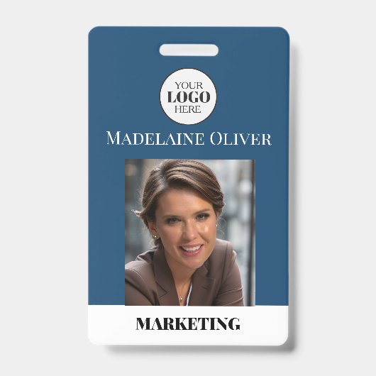 Foto QR Code Blue Logo Abzeichen für Mitarbeiter-I Ausweis (Vorderseite)