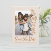 Foto QR Code Boho Earthy Hand Drawing Rose Website Save The Date (Stehend Vorderseite)