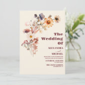 Foto QR Code Boho Herbsthochzeit Wildblume Einladung (Stehend Vorderseite)