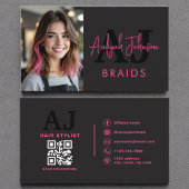 Foto QR Code Braids Hair Stylist Typografie Visitenkarte