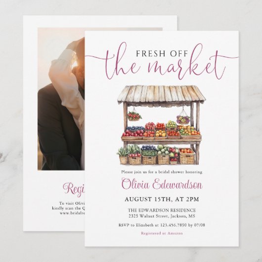 Foto QR-Code-Brautparty: frisch Einladung (Vorne/Hinten)