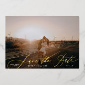 Foto QR Code Burgundy & Gold Fall Calligraphy Folieneinladung (Vorderseite)