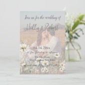 Foto QR Code Daisy Wedding Einladung (Stehend Vorderseite)