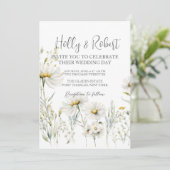 Foto QR Code Daisy Wedding Einladung (Stehend Vorderseite)