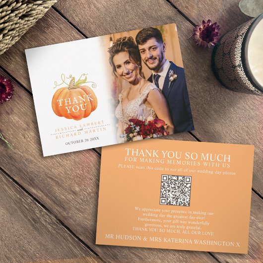 Foto QR-Code der Pumpkin-Hochzeit im Herbst Dankeskarte
