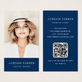 Foto QR Code - dunkelblaue Visitenkarten (Vorne & Hinten)