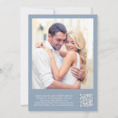 Foto QR Code Dusty Blue Background Vellum Overlay Einladung (Rückseite)