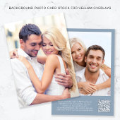 Foto QR Code Dusty Blue Background Vellum Overlay Einladung