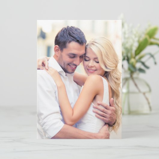 Foto QR Code Dusty Blue Background Vellum Overlay Einladung (Stehend Vorderseite)