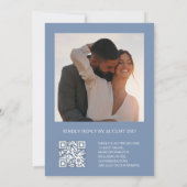 Foto QR Code Dusty Blue Cherry Blossom | Hochzeit Einladung (Rückseite)