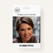 Foto QR Code Einfaches Logo-Abzeichen für Mitarbei Ausweis (Vorderseite)