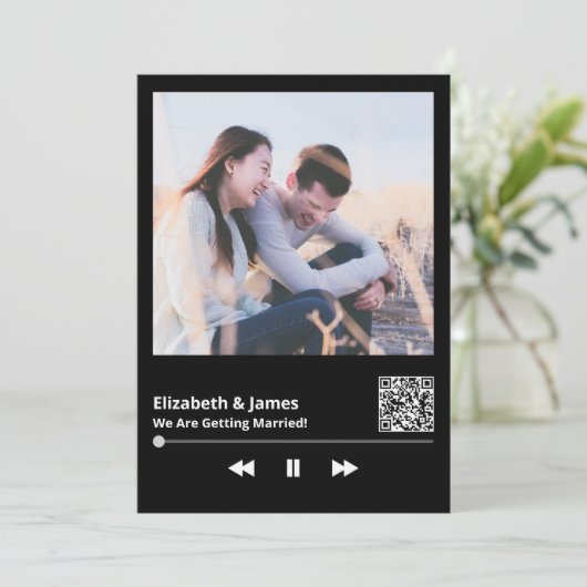 Foto QR Code Einzigartige Einladung zur Hochzeit (Stehend Vorderseite)