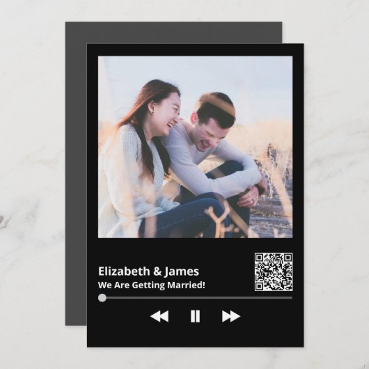 Foto QR Code Einzigartige Einladung zur Hochzeit (Vorne/Hinten)