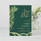 Foto QR Code Emerald Agate Eucalyptus Modern Save The Date (Stehend Vorderseite)