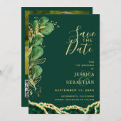 Foto QR Code Emerald Agate Eucalyptus Modern Save The Date (Vorne/Hinten)