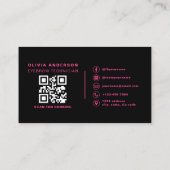 Foto QR Code Eyebrows Brows Artist Hot Pink Black Visitenkarte (Rückseite)
