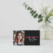 Foto QR Code Eyebrows Brows Artist Hot Pink Black Visitenkarte (Stehend Vorderseite)