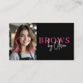 Foto QR Code Eyebrows Brows Artist Hot Pink Black Visitenkarte (Vorderseite)
