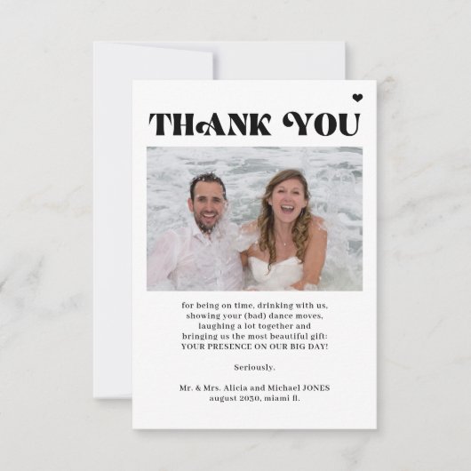 Foto QR-Code fett Typografie Hochzeit Dankeskarte (Vorderseite)