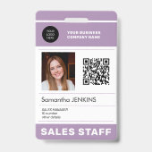 Foto QR CODE Firmenlogo Name des Mitarbeiters ID Ausweis (Vorderseite)