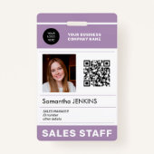 Foto QR CODE Firmenlogo Name des Mitarbeiters ID Ausweis (Vorderseite)