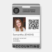 Foto QR CODE Firmenlogo Name des Mitarbeiters ID Ausweis (Front)