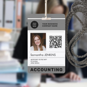 Foto QR CODE Firmenlogo Name Mitarbeiter-ID Ausweis