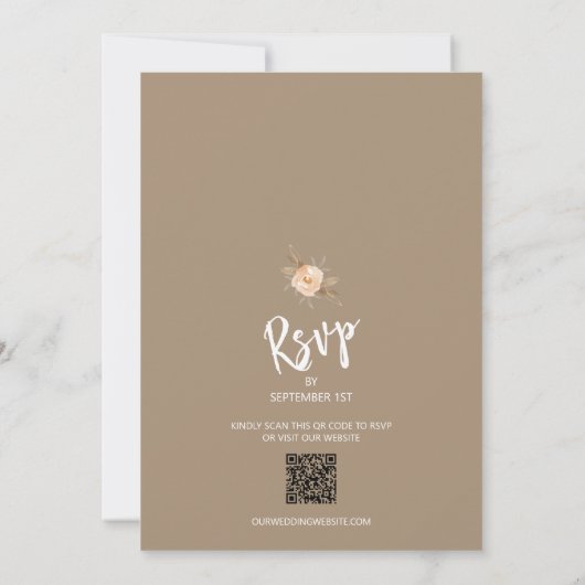 Foto QR Code Floral Wedding Einladung (Rückseite)