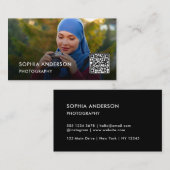 Foto QR-Code | Fotograf Black Visitenkarte (Vorne/Hinten)