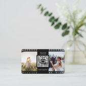 Foto QR Code Fotograf Film Roll Schwarz-weiß Visitenkarte (Stehend Vorderseite)