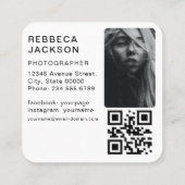 Foto QR-Code | Fotograf Fotografie weiß QR Quadratische Visitenkarte (Rückseite)
